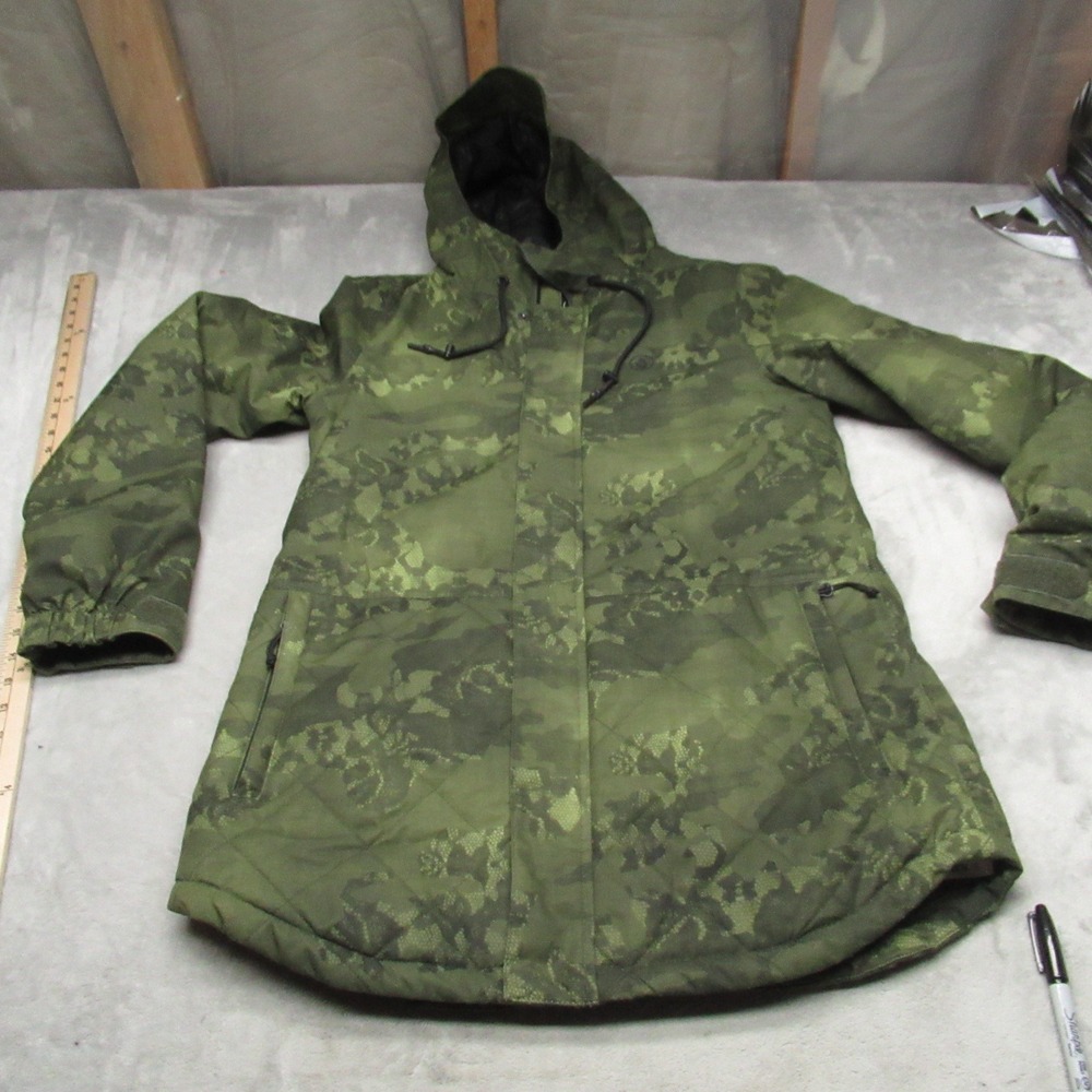 Volcom Jacket Womens Medium Green Camo Winrose‎ Insulated Waterproof Ski Snow